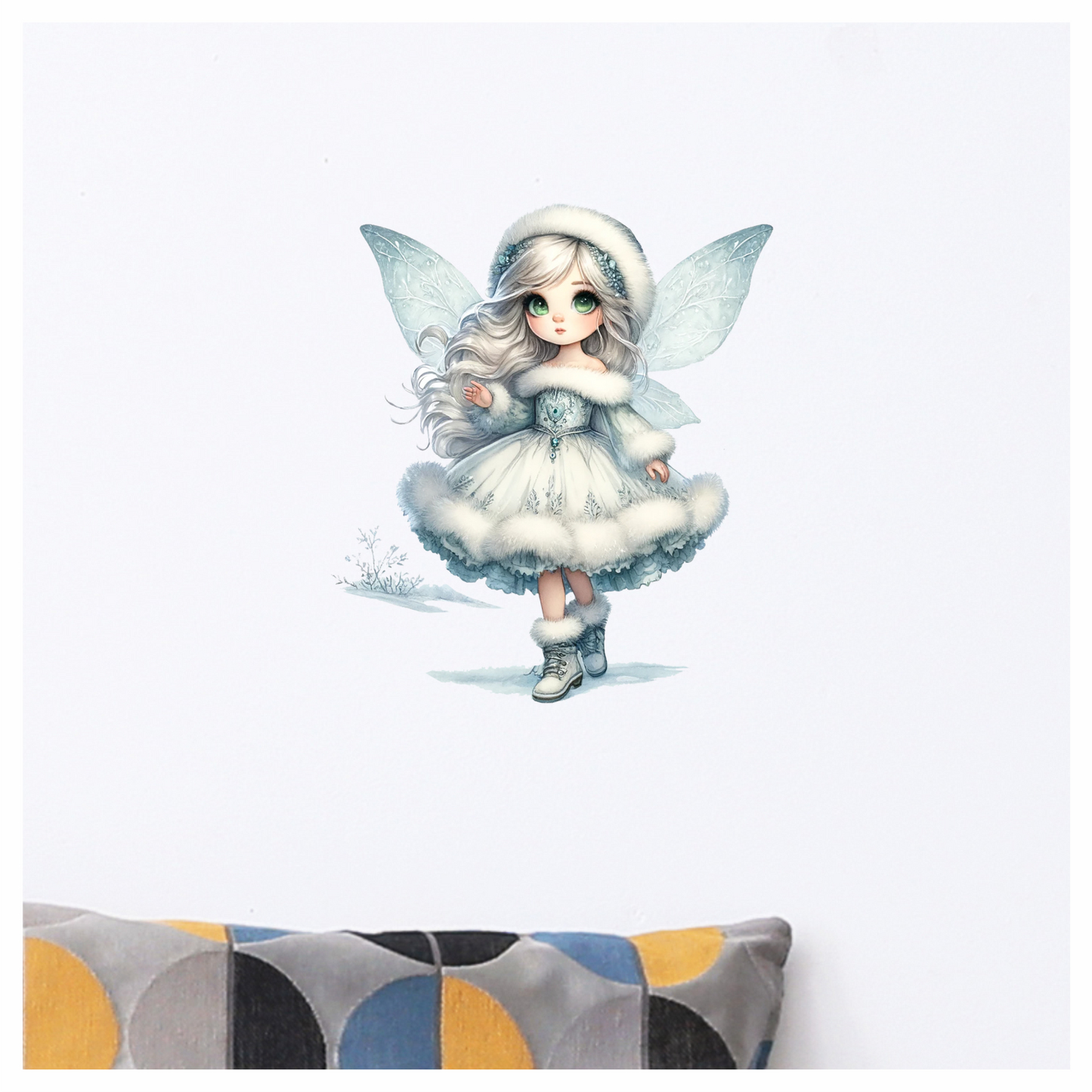 Snow Fairy Girl Winter Dress Vinyl Sticker Decal