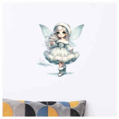 Snow Fairy Girl Winter Dress Vinyl Sticker Decal
