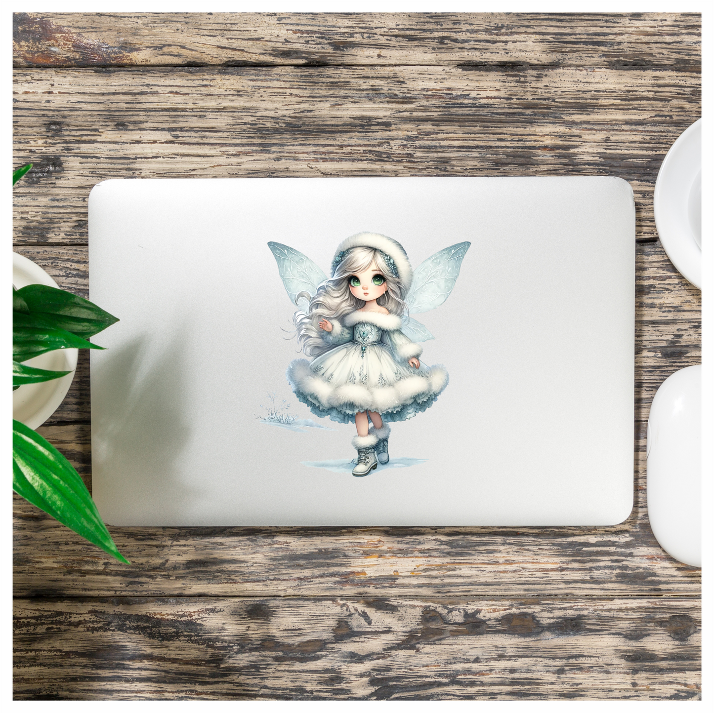 Snow Fairy Girl Winter Dress Vinyl Sticker Decal