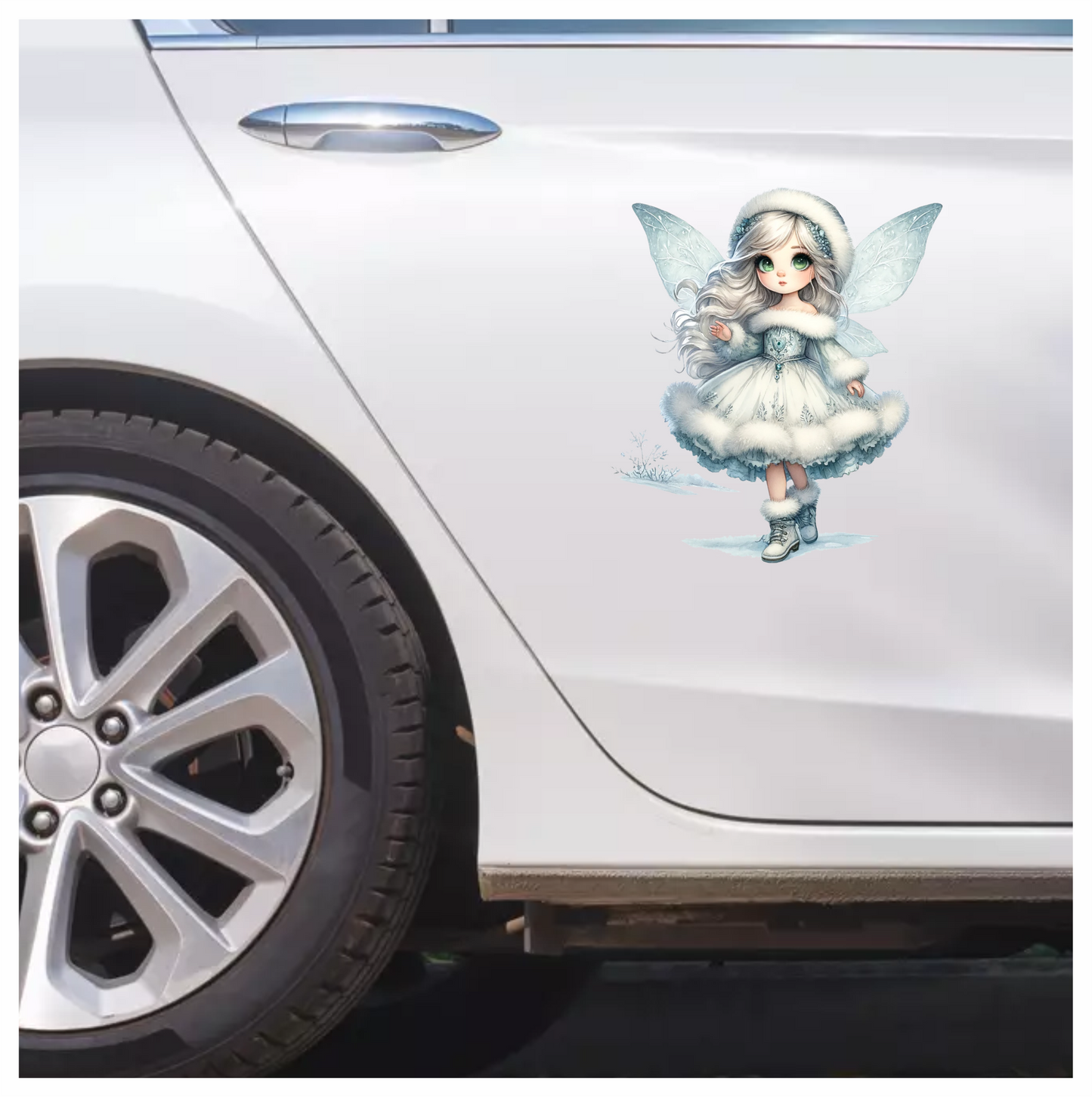 Snow Fairy Girl Winter Dress Vinyl Sticker Decal