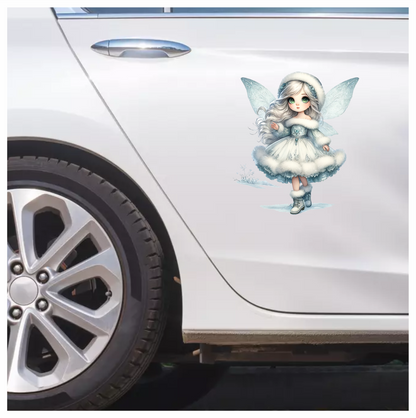 Snow Fairy Girl Winter Dress Vinyl Sticker Decal