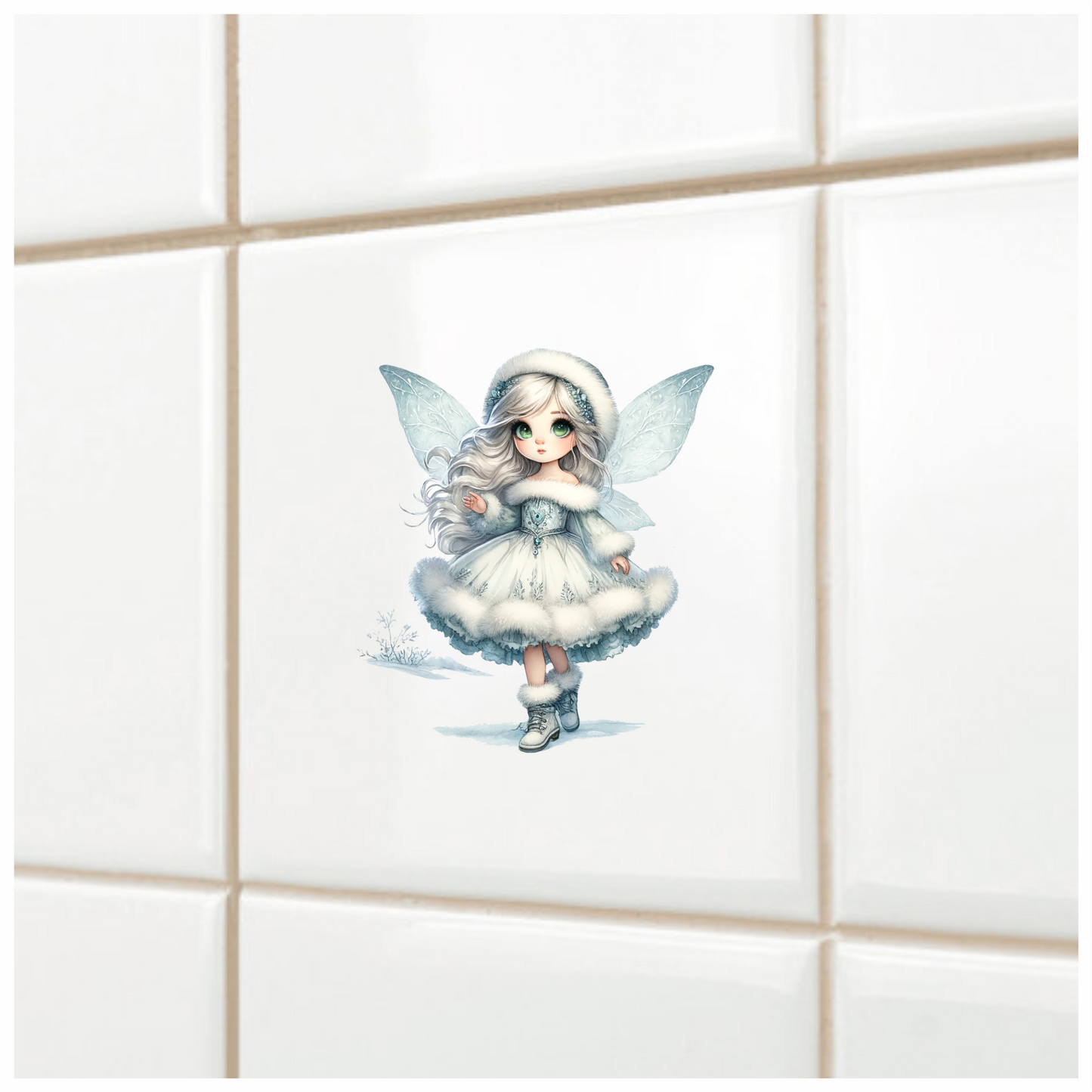Snow Fairy Girl Winter Dress Vinyl Sticker Decal