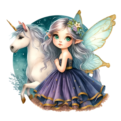 Fairy Girl Purple Unicorn Wings Vinyl Sticker Decal