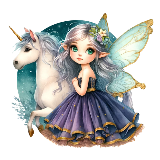 Fairy Girl Purple Unicorn Wings Vinyl Sticker Decal