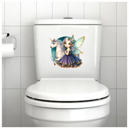 Fairy Girl Purple Unicorn Wings Vinyl Sticker Decal