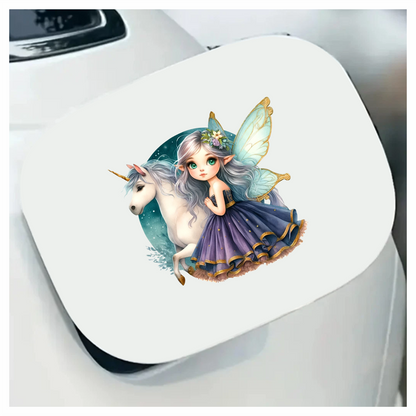 Fairy Girl Purple Unicorn Wings Vinyl Sticker Decal