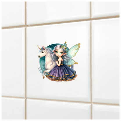 Fairy Girl Purple Unicorn Wings Vinyl Sticker Decal