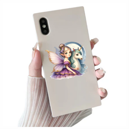 Fairy Purple Wings Unicorn Moon Vinyl Sticker Decal