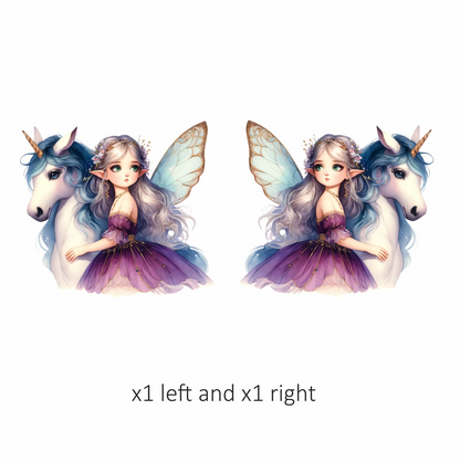Fairy Unicorn Purple Dress Silver Hair Vinyl Sticker Decal