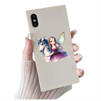 Fairy Unicorn Purple Dress Silver Hair Vinyl Sticker Decal