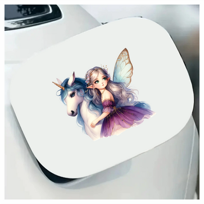Fairy Unicorn Purple Dress Silver Hair Vinyl Sticker Decal