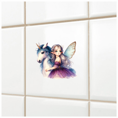 Fairy Unicorn Purple Dress Silver Hair Vinyl Sticker Decal