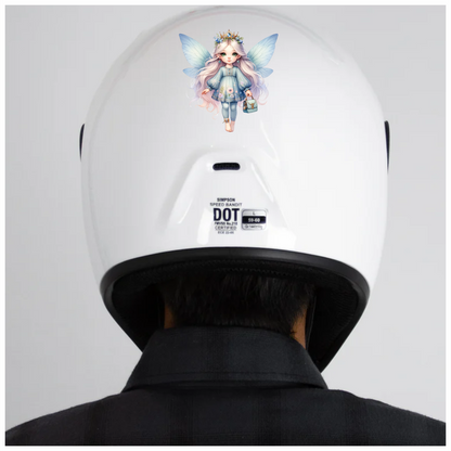 Fairy Girl Blue Wings Crown Bag Vinyl Sticker Decal