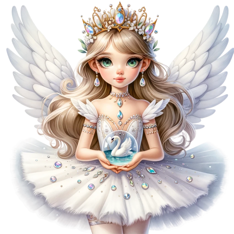 White Fairy Girl Swan Crown Vinyl Sticker Decal