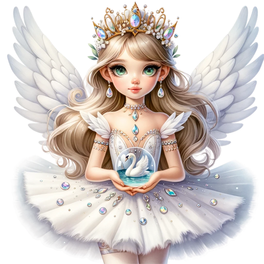 White Fairy Girl Swan Crown Vinyl Sticker Decal