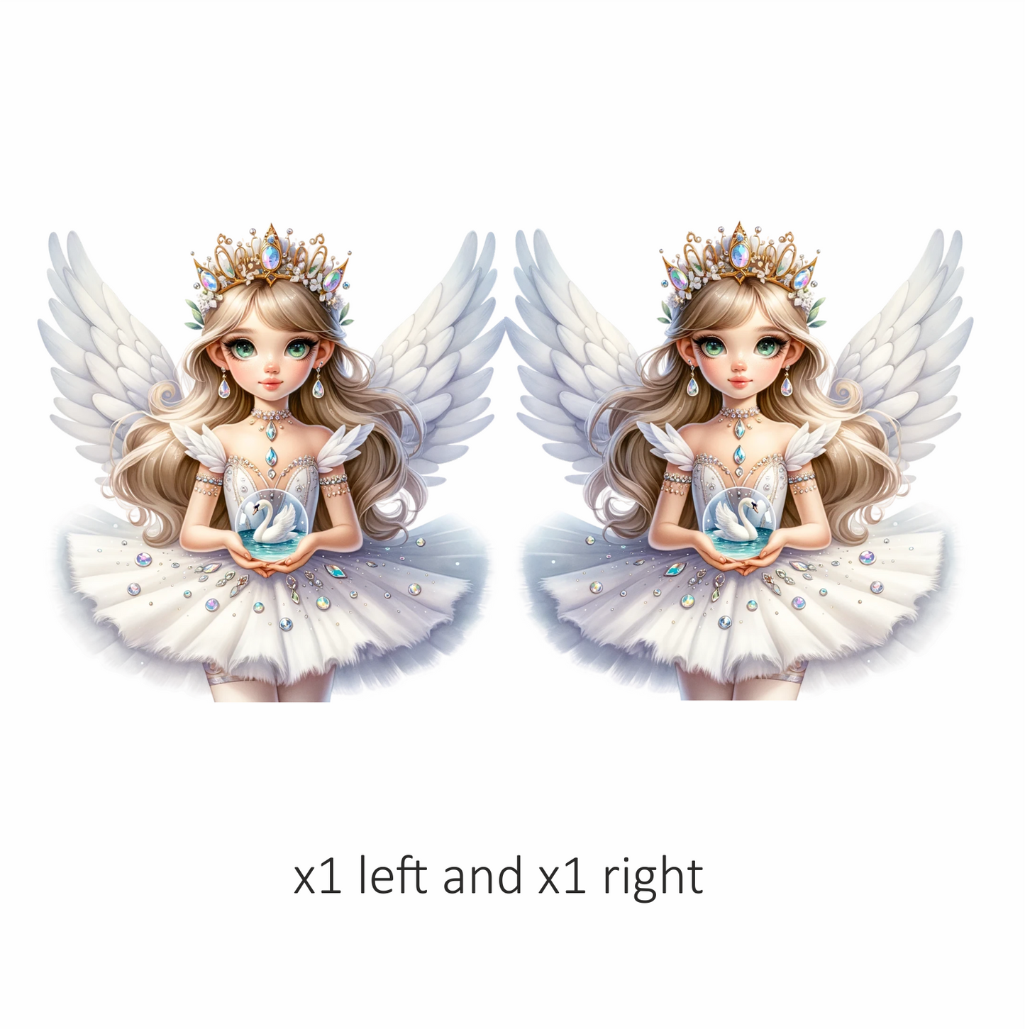 White Fairy Girl Swan Crown Vinyl Sticker Decal