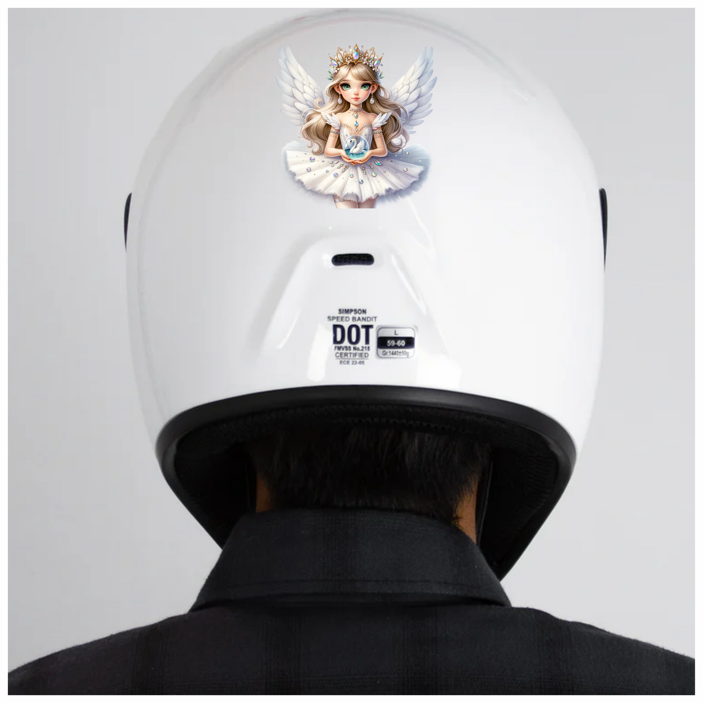 White Fairy Girl Swan Crown Vinyl Sticker Decal