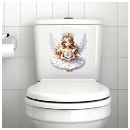 White Fairy Girl Swan Crown Vinyl Sticker Decal