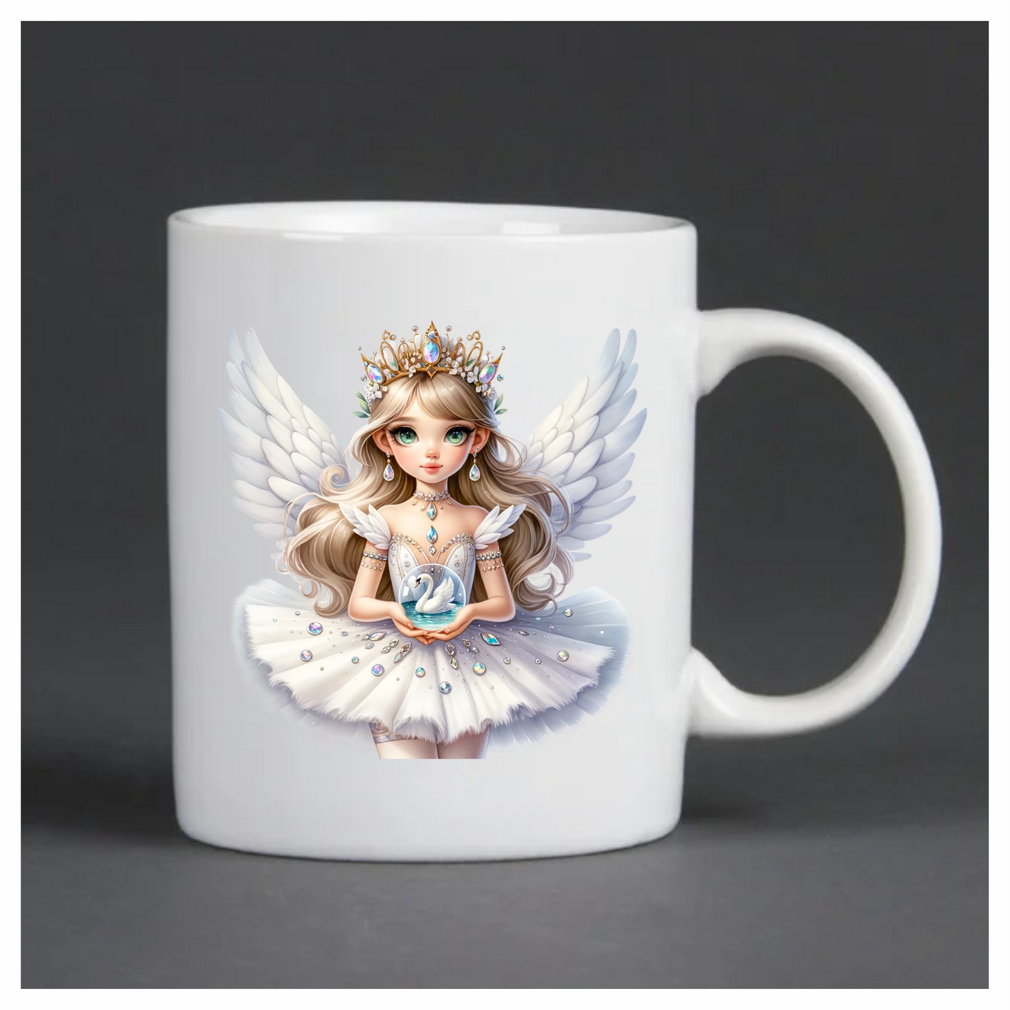 White Fairy Girl Swan Crown Vinyl Sticker Decal