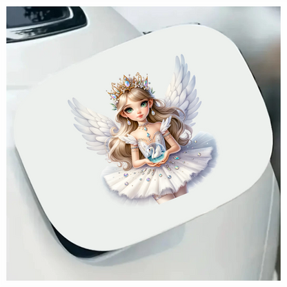 White Fairy Girl Swan Crown Vinyl Sticker Decal