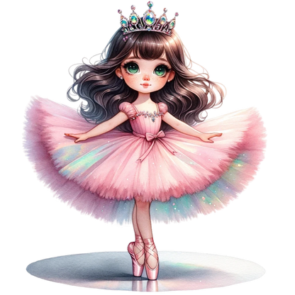 Pink Ballerina Girl Crown Dance Vinyl Sticker Decal