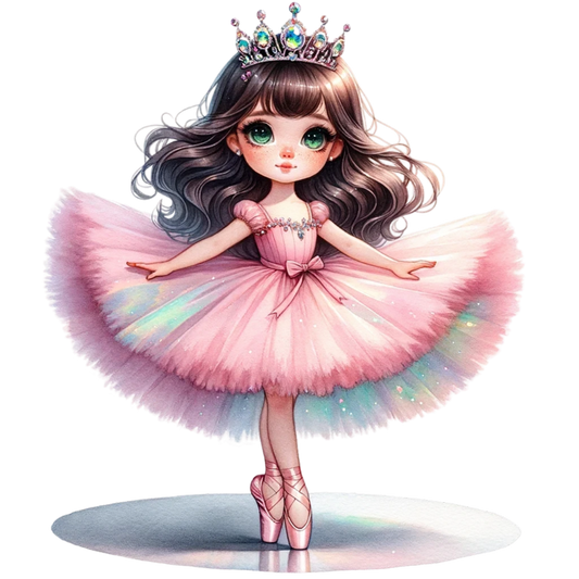 Pink Ballerina Girl Crown Dance Vinyl Sticker Decal