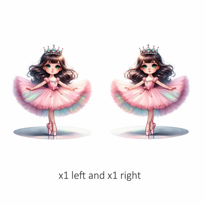 Pink Ballerina Girl Crown Dance Vinyl Sticker Decal