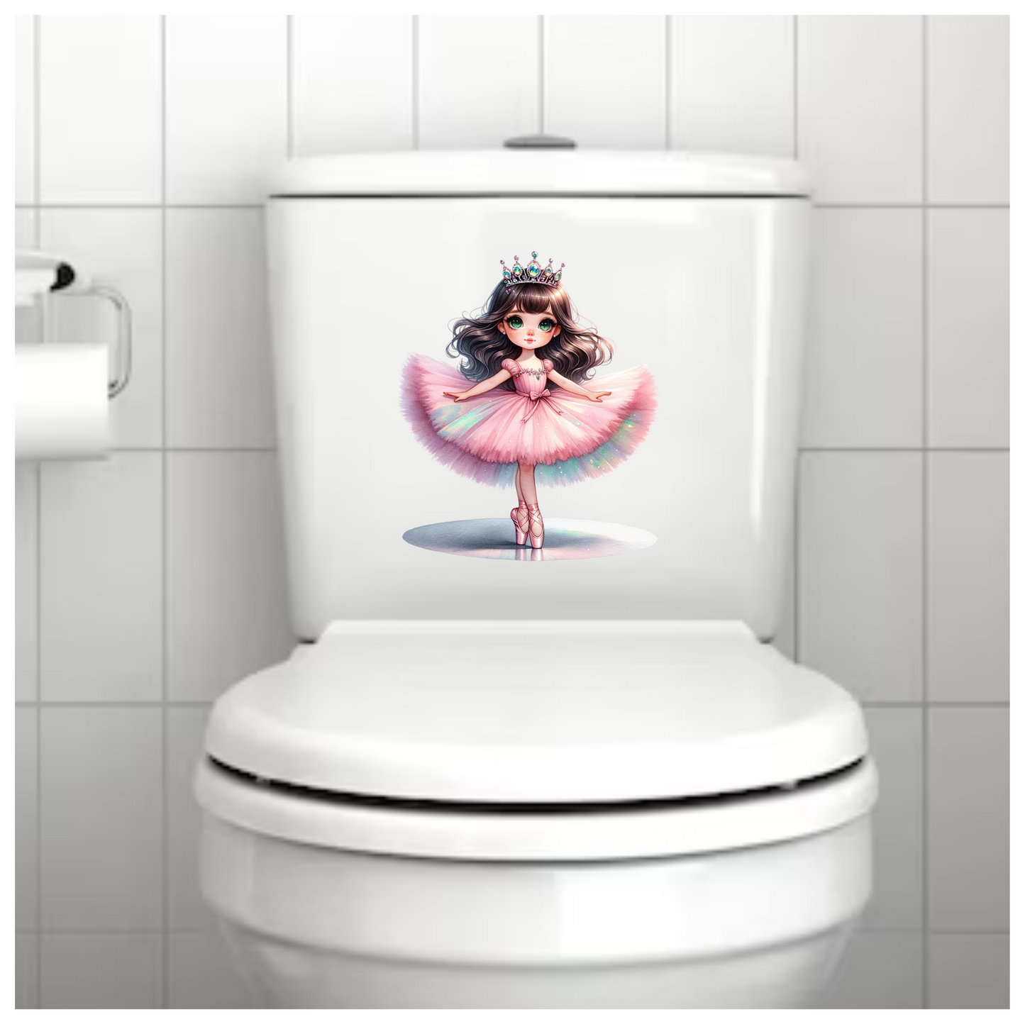 Pink Ballerina Girl Crown Dance Vinyl Sticker Decal