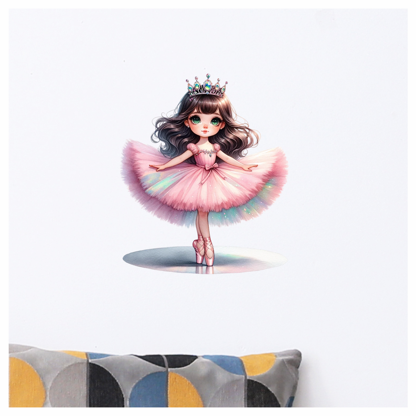 Pink Ballerina Girl Crown Dance Vinyl Sticker Decal