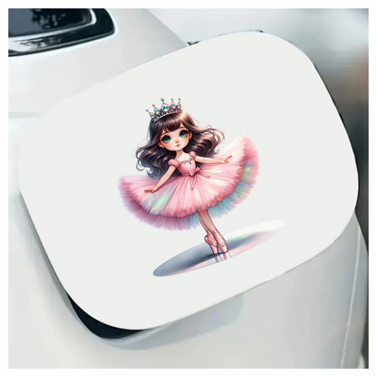 Pink Ballerina Girl Crown Dance Vinyl Sticker Decal