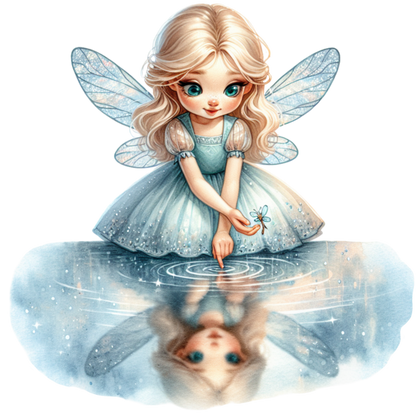 Blue Fairy Girl Reflection Water Vinyl Sticker Decal