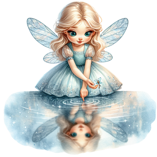 Blue Fairy Girl Reflection Water Vinyl Sticker Decal