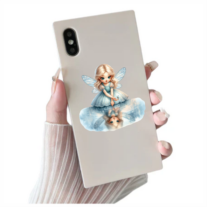 Blue Fairy Girl Reflection Water Vinyl Sticker Decal