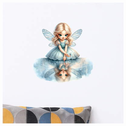 Blue Fairy Girl Reflection Water Vinyl Sticker Decal