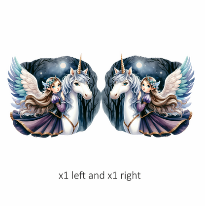 Girl Winged Purple Unicorn Moon Vinyl Sticker Decal