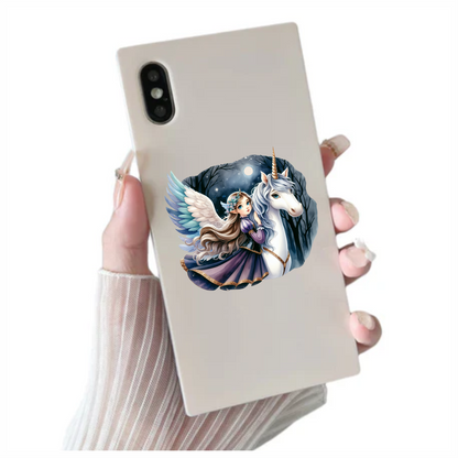 Girl Winged Purple Unicorn Moon Vinyl Sticker Decal