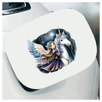 Girl Winged Purple Unicorn Moon Vinyl Sticker Decal