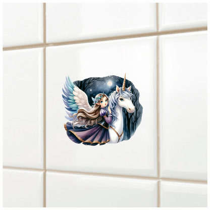 Girl Winged Purple Unicorn Moon Vinyl Sticker Decal