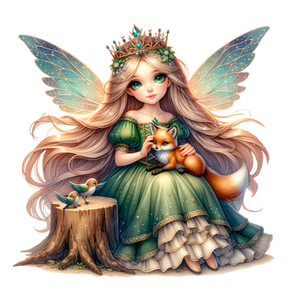 Fairy Green Fox Birds Forest Vinyl Sticker Decal