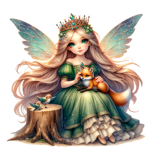 Fairy Green Fox Birds Forest Vinyl Sticker Decal