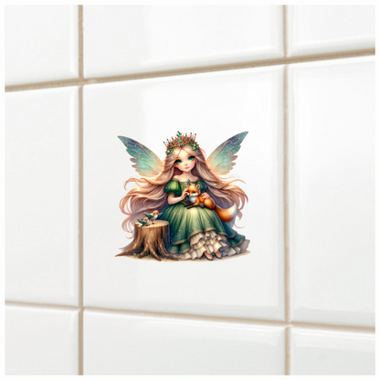 Fairy Green Fox Birds Forest Vinyl Sticker Decal