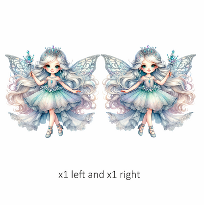 Fairy Girl Blue Dress Crown Vinyl Sticker Decal