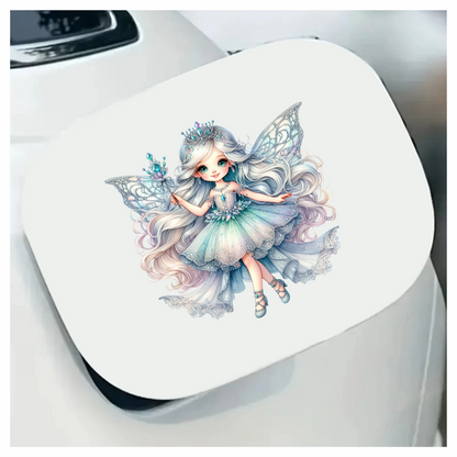 Fairy Girl Blue Dress Crown Vinyl Sticker Decal