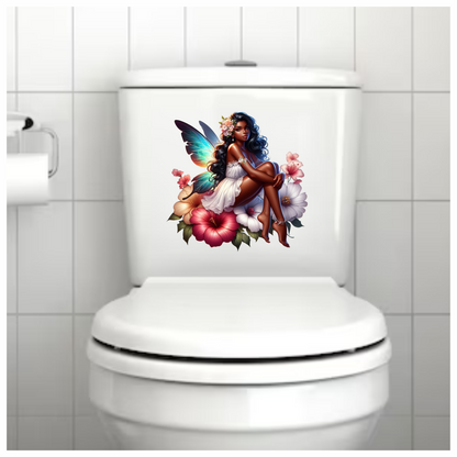 Black Fairy White Dress Flowers Vinyl Sticker Decal