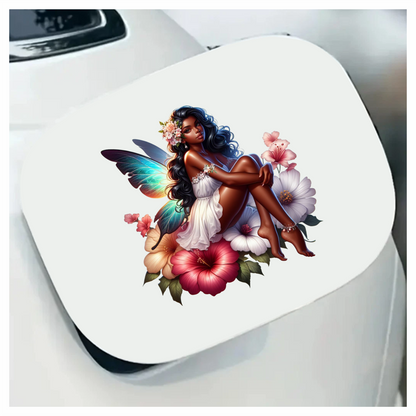 Black Fairy White Dress Flowers Vinyl Sticker Decal
