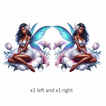 Fairy Blue Wings White Flower Vinyl Sticker Decal