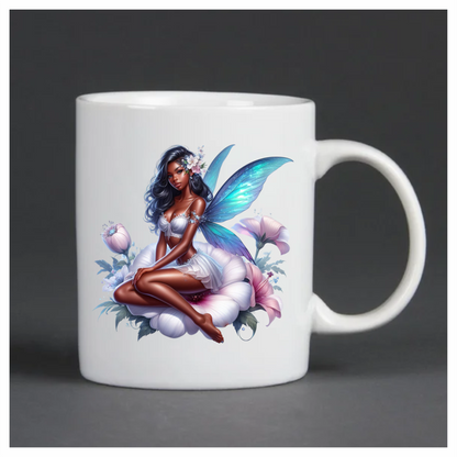 Fairy Blue Wings White Flower Vinyl Sticker Decal