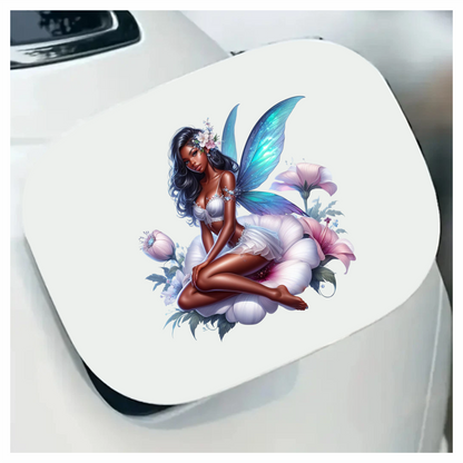 Fairy Blue Wings White Flower Vinyl Sticker Decal