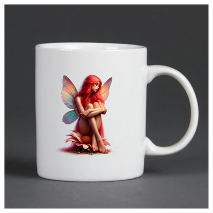 Red Fairy Sitting Flower Wings Vinyl Sticker Decal