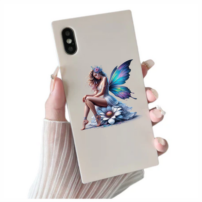 Fairy Blue Wings Flower White Dress Vinyl Sticker Decal